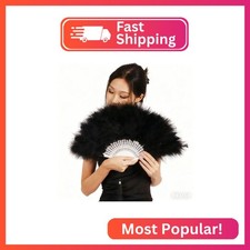 25 Ribs' Marabou Feather Hand Fan 52cm, 20.4" Folding Flapper Hand Held Fans Acc