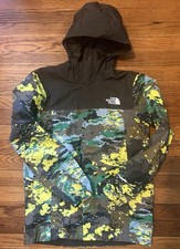 The North Face Boys Hooded Rain Coat Jacket Camouflage L/G 14/16 Full Zip Mesh