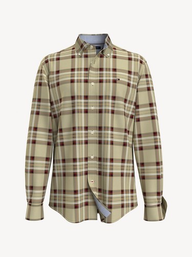 Tommy Hilfiger Men's Th Flex Brushed Twill Tartan Classic Fit Shirt in Gravel-Sm - Picture 4 of 4