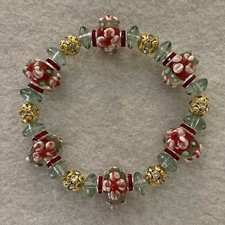 Handmade Christmas Red, Green & Gold Floral L...