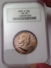 1963-D Franklin Silver Half Dollar - NGC MS 65 - Beautiful Toning - Gen 5 Holder