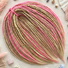 Blonde & Pink Dreadlock Extensions – SE DE Faux Locs for Boho Festival Hair