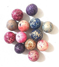 Lot of 13 Vintage Speckled Clay / Earthenware Marbles 16mm Bennington Style