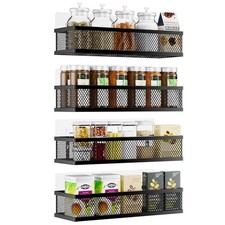 Spice Rack Wall Mount, 4 Pack Pantry Door Organizer  Hanging Storage Baskets...