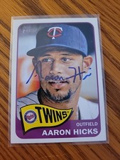 2014 Topps Heritage Baseball Aaron Hicks RC Rookie Card Signed IP Auto Twins MLB