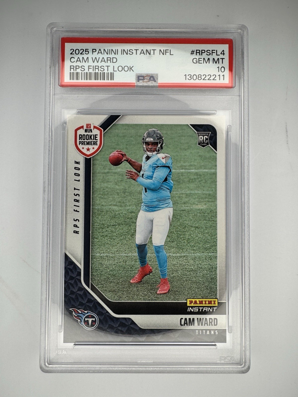 Panini 2025 Instant NFL Cam Ward Titans RPS First Look RC #RPSFL-4 PSA 10
