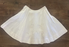 Ralph Lauren Embroidered Linen Skirt Sz 10 Blue Label White Lined