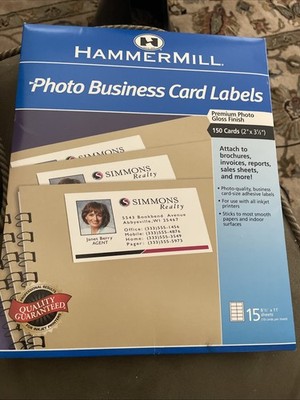 HammerMill Photo Business Card Labels 150 Cards, 10 Sheets Premium Gloss Finish