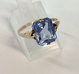 ANTIQUE / VINTAGE 9ct ROSE GOLD RING SUPERB BLUE STONE HALLMARKED EDWARDIAN