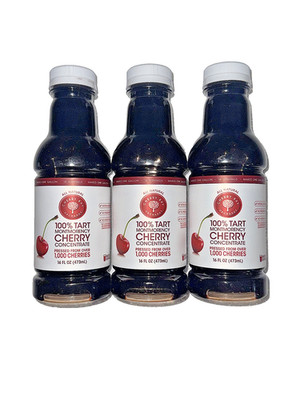 Tart Montmorency Cherry Concentrate (3 Pack 16 Oz Bottle)  All Natural Juice NEW