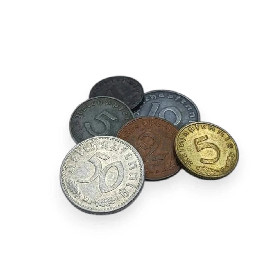 IMPACTO COLECCIONABLES - 6 monedas alemanas de la Segunda Guerra Mundial (1936-1945) | Juego de certificado de autenticidad del Tercer Reich Foto 2 de 4
