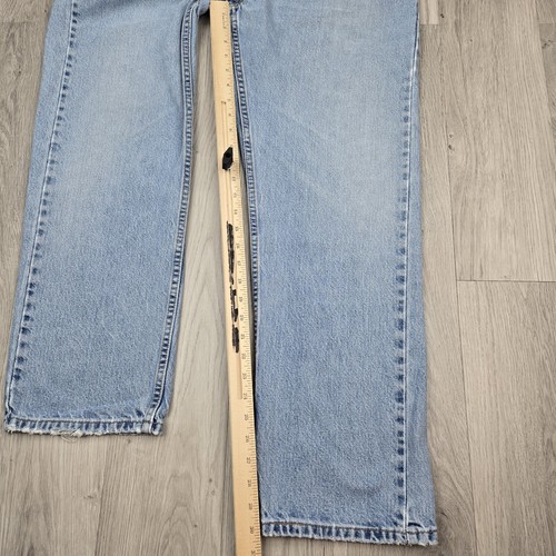 Vintage Levis 38x30 blu regular fit gamba dritta 505 invecchiato Y2K made in USA - Foto 5 di 18