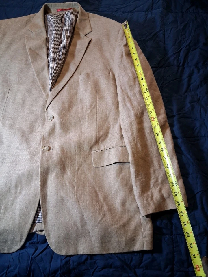 Abrigo Deportivo Alan River Espiga Mezcla de Lino Blazer Hombres XL 46 Beige Chaqueta Foto 2 de 4