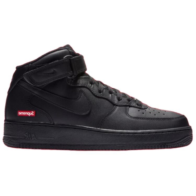 Size 7 - Supreme x Nike Air Force 1 Mid Box Logo - Triple Black