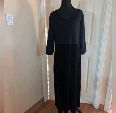 Cherokee VTG Black Velvet Skirted Maxi Dress Witchy Whimsigoth Lagenlook Large