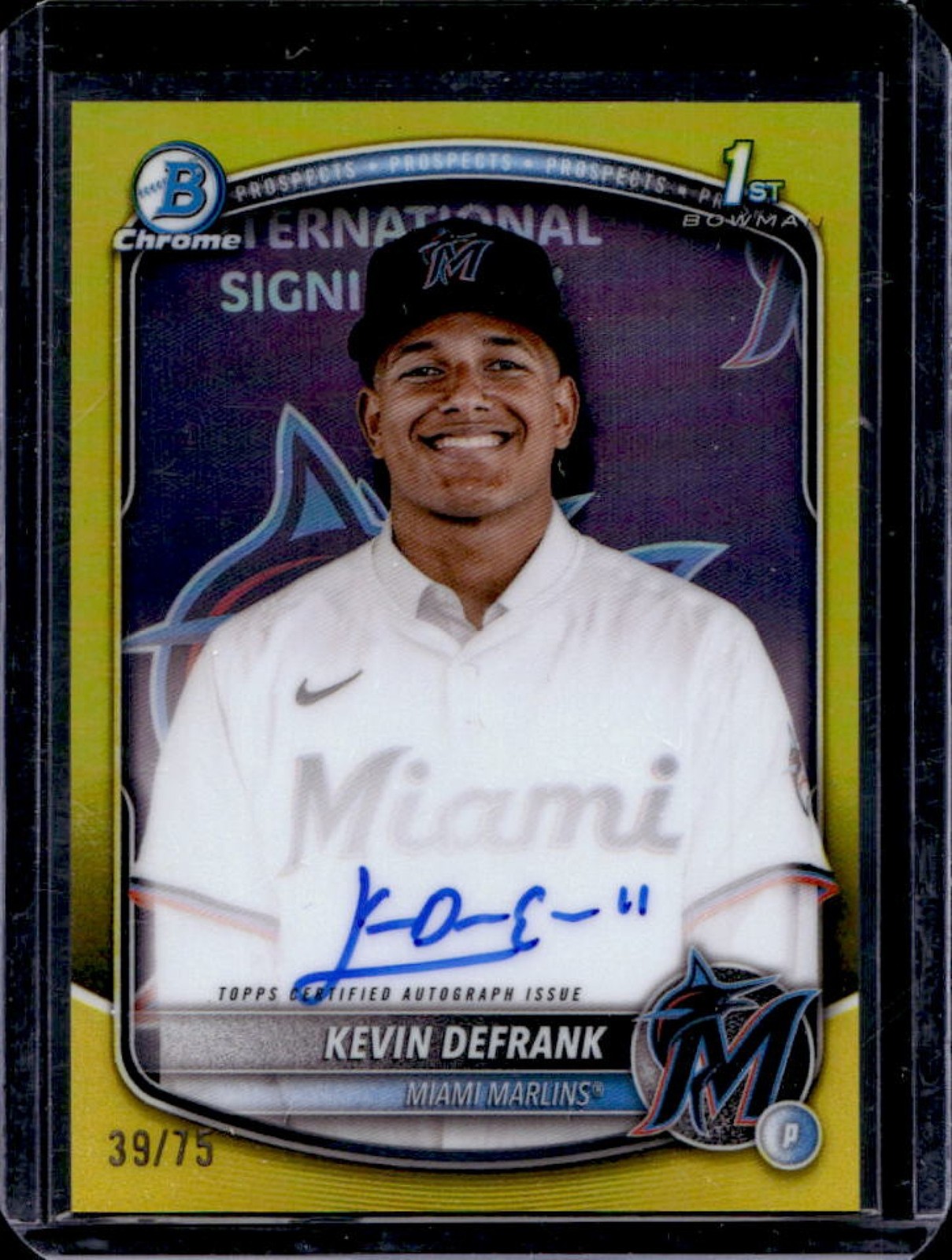 2025 Bowman Chrome Kevin Defrank Auto Yellow Refractor 1st #39/75