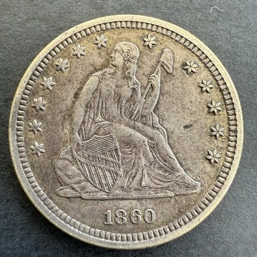 1860 Seated Liberty Quarter Nice Details