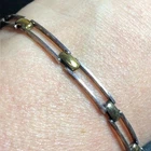 B3754 ITALY Bar Link Bracelet Sterling Silver 925 7.5" Two Tone Flat Design