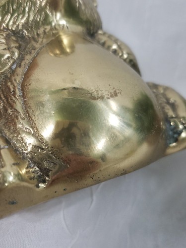 Vtg MCM Teddy Bear Solid Brass Chubby Piggy Coin Bank Nursery Decor Rare *READ - Picture 9 of 15