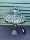Vintage Tiffany-Style Stained Glass Table Lamp floral Art 17in
