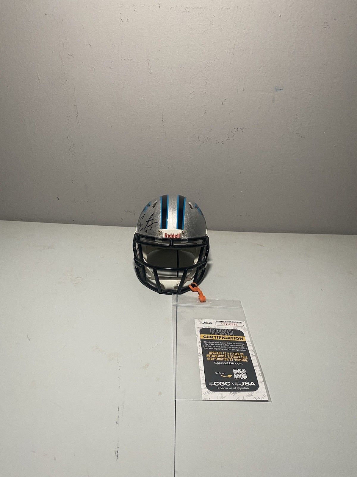 Cam Newton Autographed Signed Carolina Panthers and Jordan Senn Mini Helmet - Authenticated 