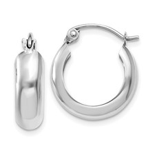 14k White Gold 4.75x16mm Polished Round Hoop Earrings 1.34gm