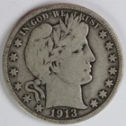 VG+ 1913 D Barber Half Dollar
