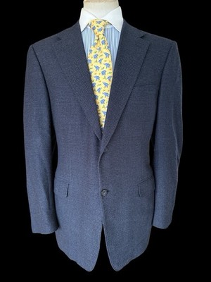 Herren Canali Wolle Tweed Sport Mantel 42L IT52 Navy Blau Luxus Made In Italy