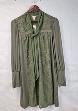 Anthropologie Pussy Bow Green Khaki Jersey Tunic Dress Size XS BNWT R2