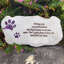 Shinning Paw Prints Pet Memorial Stones Headstones for Dogs or Cats, Hand Pai...