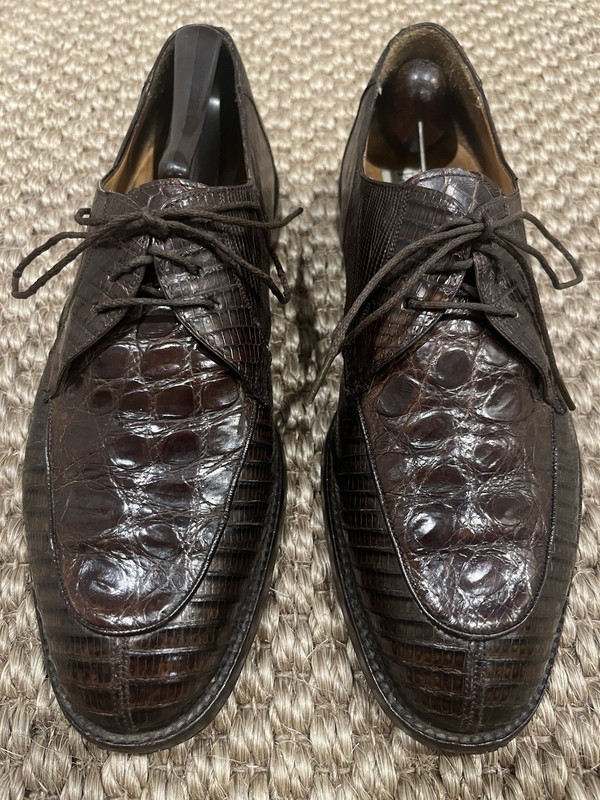 Paolo De Marco Teju Lizard & Crocodile Split Toe Derby Shoes Italy Men’s 9M