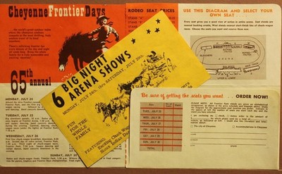 1962 65th Cheyenne Frontier Days Ticket Ordering Packet 3 Pieces  Bok3-S1