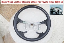 Balck Wood With Leather Steering Wheel For Toyota Hilux Fortuner 2005-14