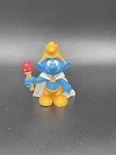 Smurfs 20074 King Smurf Figure Emperor Vtg PVC Bully Peyo Cape Crown Figurine