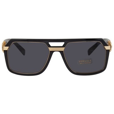 Versace Dark Grey Geometric Men's Sunglasses VE4399 GB1/87 58 VE4399 GB1/87 58