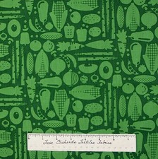 Food Fabric - Green Tonal Garden Vegetables - Timeless Treasures Cotton YARD