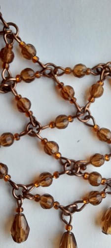 Necklace 1928 Brand,Amber Tone Beafs On Copper Tone Chain,Statement (AU,8) - Picture 13 of 18