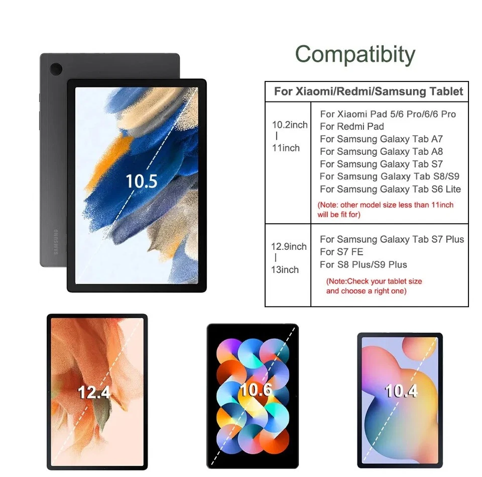 Tablet Sleeve Pouch Case Carry Bag For Samsung Galaxy Tab S10+ S9 S8 S7 FE A8 A7 - Image 2 of 4