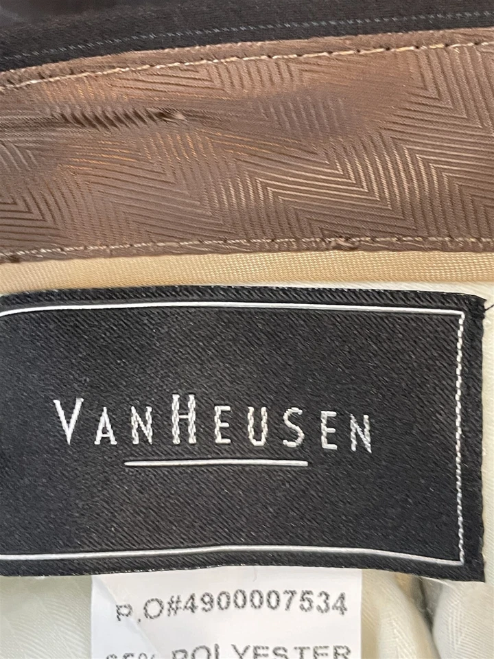 Van Heusen 38R 32 x 30 2 Piece Espresso Brown Pinstriped 3 Button Suit - Image 4 of 4