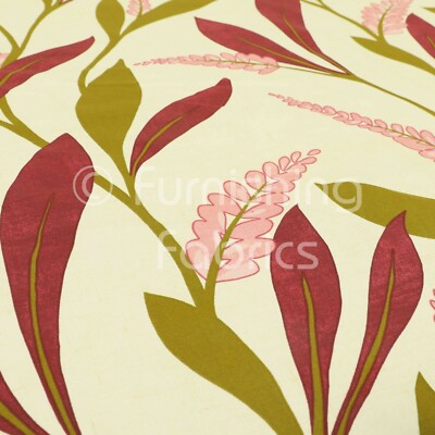 Belvedere Pflanze Druckmuster Rosa Pflaume Grün Farbe Baumwolle Satin Stoff 563