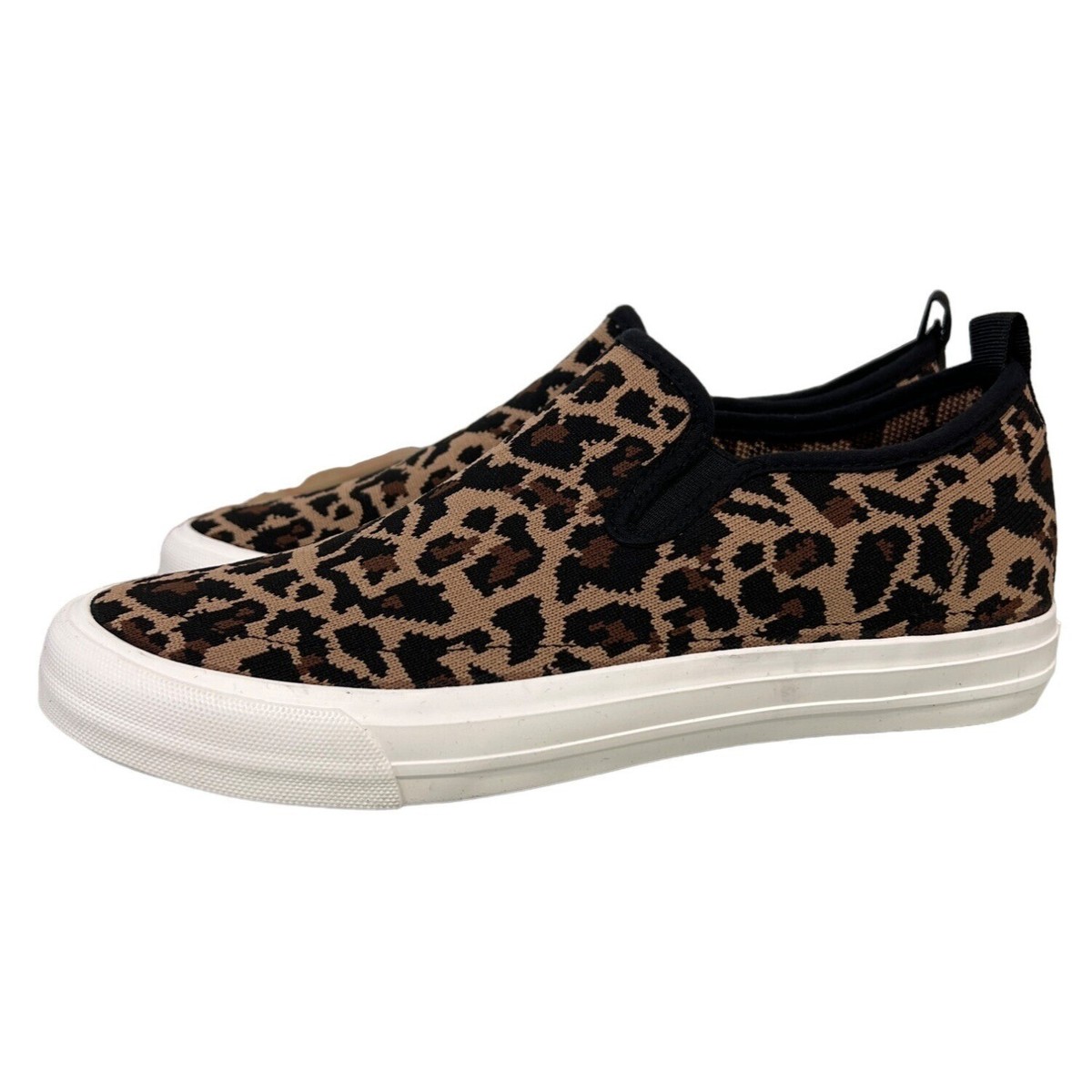 Gypsy Jazz So Fly Knit Leopard Sneakers Slip On Platform Black