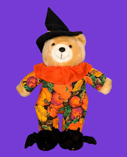 Halloween Baby Bear Plush Doll Bat Slippers Witch Hat Friendly Stuffed Animal LG