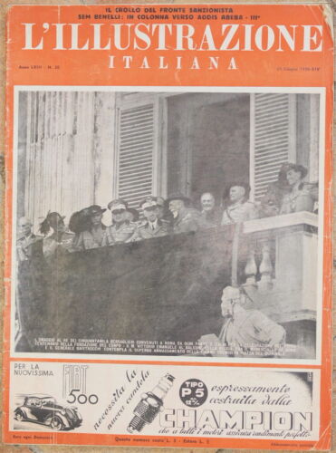 L'ILLUSTRAZIONE ITALIANA 28 GIUGNO 1936 GUIDO TREVES ADDIS ABEBA LIBIA ECLISSE - 第 1/1 張圖片