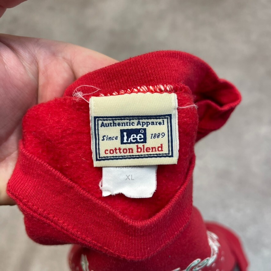 Lee Sweatshirt Mens XL Christmas Y2K Crew Neck Pull Over Jumper, Red image 8