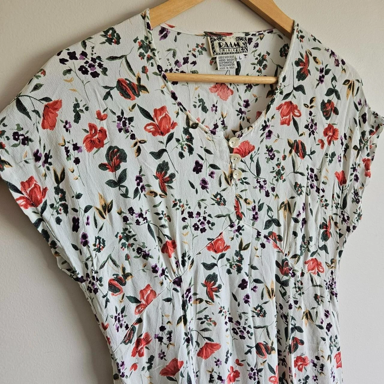 Vintage Y2k Raam Originals wildflower print midi dress, size Large, Cottage