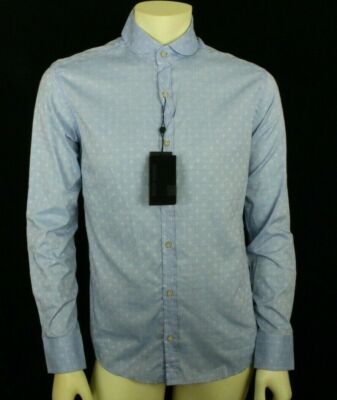 Takeshy Kurosawa Men's Blue w Pola Dot Shirt Made In Italy