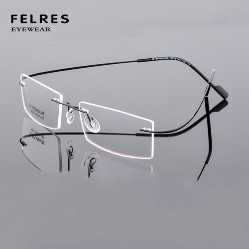 Metal Square Anti Blue Light Nearsighted Glasses Unisex Rimless Myopia Glasses - Picture 2 of 33