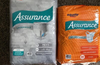 Equate Assurance Depends 40ct  (Small Medium),  Equate Belted  30ct (70 Count)