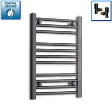 600 mm High 450 mm Wide Black Heated Towel Rail Radiator Designer Bathroom Rad