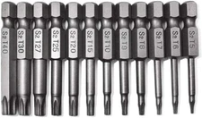 12PC Tamper Proof Star Impact Driver Bit Set Security Screwdriver Bits Hex Shank